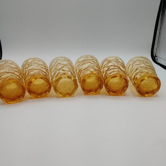 Vintage MCM Anchor Hocking Milano Honey Gold Amber Juice Glasses - Set of 6. - Picture 5 of 5